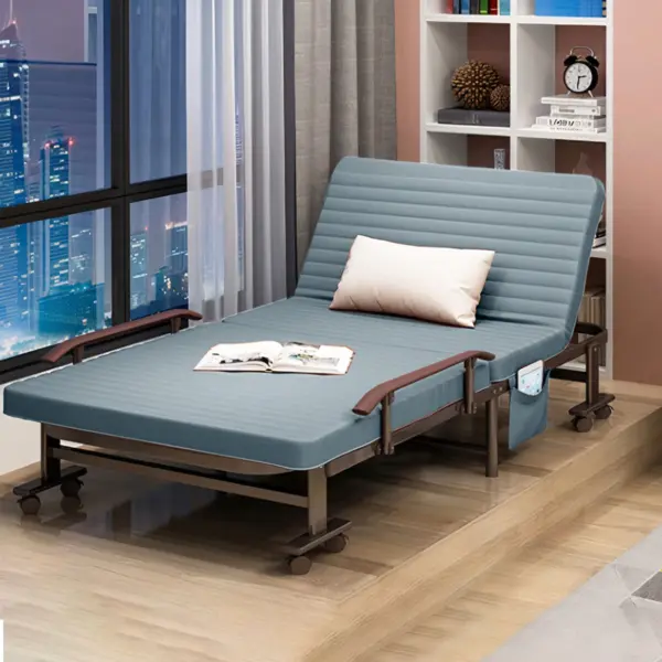 Giường Ngủ Có Nệm Gấp Gọn Nâng Cao Đầu DKB Màu Xám