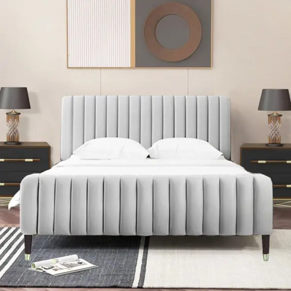 Giường Ngủ Hiện Đại Khung Gỗ Bọc Nệm Vải Nhung DKB-6001