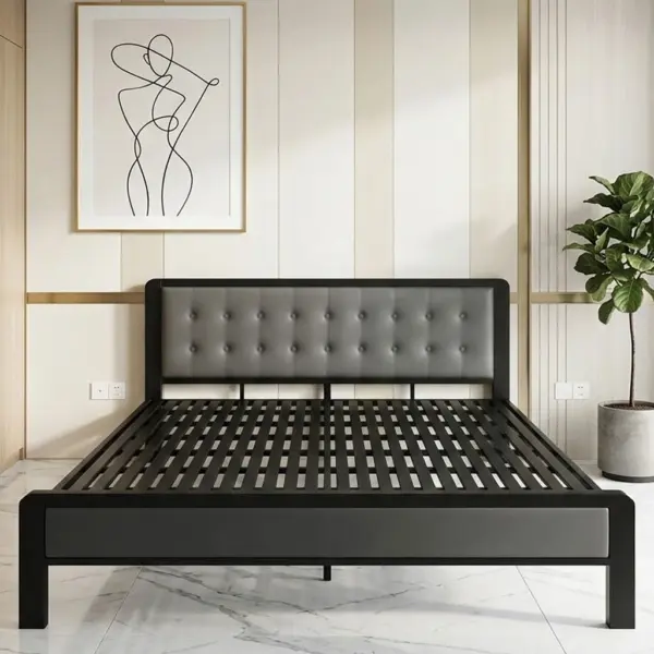 Giường Sắt DAKITA Sắt Hộp Vuông Bọc Nệm Đẹp Hiện Đại